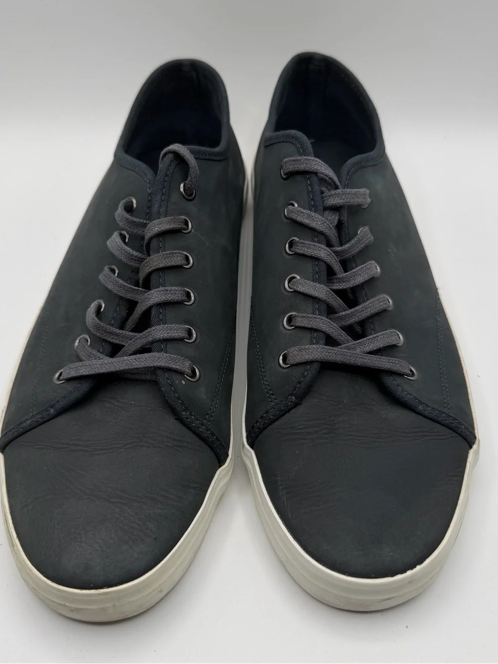 Banana Republic Mens 12 Navy Leather Low Top Sneakers Minimalist Casual Shoes